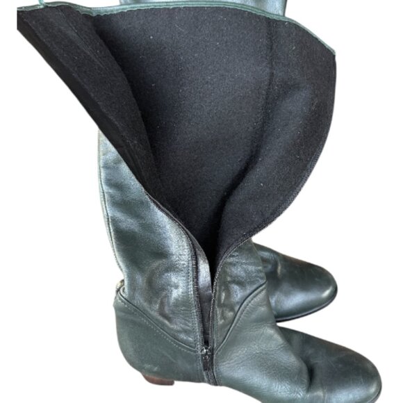 Lavorazione Artigiana Tall Dark Green Leather Boots - Picture 6 of 8